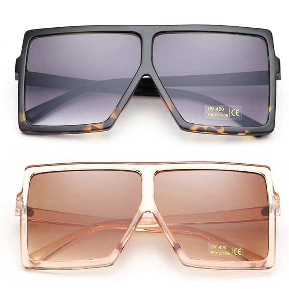Set of 2 square oversized sunglasses - Picture 1 of 10